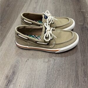 Sperry Bahama Kids Boat Shoes Size 1M Tan Canvas